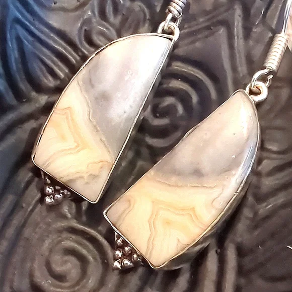 Crazy Lace Agate Gemstone Earrings - Picture 3 of 6